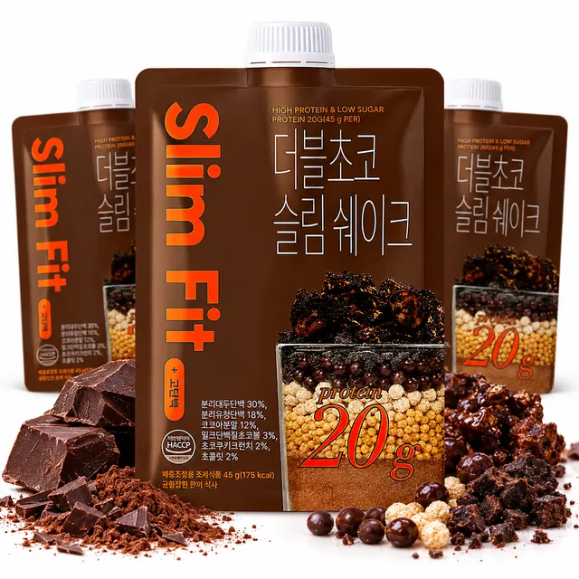 익스트림 단백질 20g 슬림쉐이크, 더블초코, 45g, 7포, 1세트