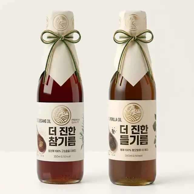 들녘 전통압착 더 진한 통참깨100퍼센트 참기름 + 통들깨100퍼센트 들기름, 350ml, 2병, 1세트