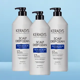 케라시스 두피 비듬케어 딥클린 쿨링 단백질 샴푸, 980ml, 3개