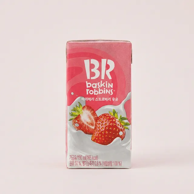 배스킨라빈스 베리베리 스트로베리 우유 190ml, 24개